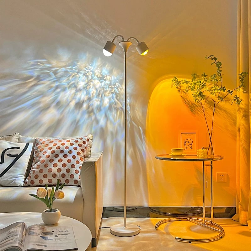 Twin Head Water Ripple Ambience Floor Lamp
