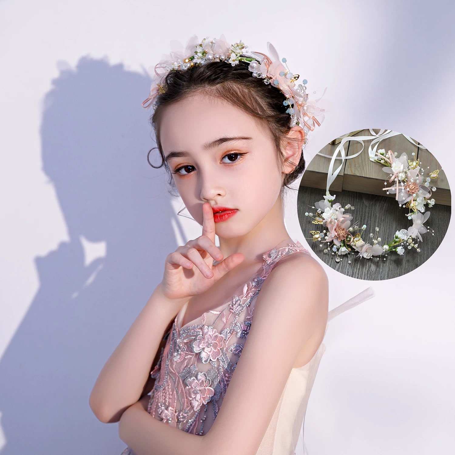 Girls' Flower and Pearl Hair Vine photo 4