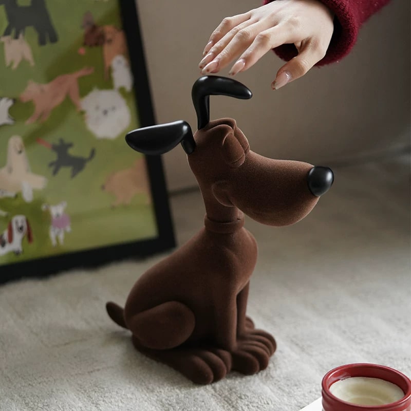 Flocked Puppy Figurine Desk Ornament photo 4
