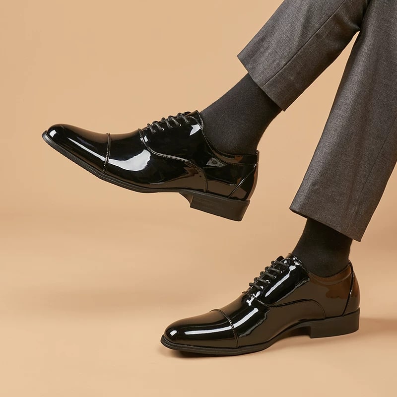 RECOBA Men's Patent Leather Oxford Dress Shoes photo 6