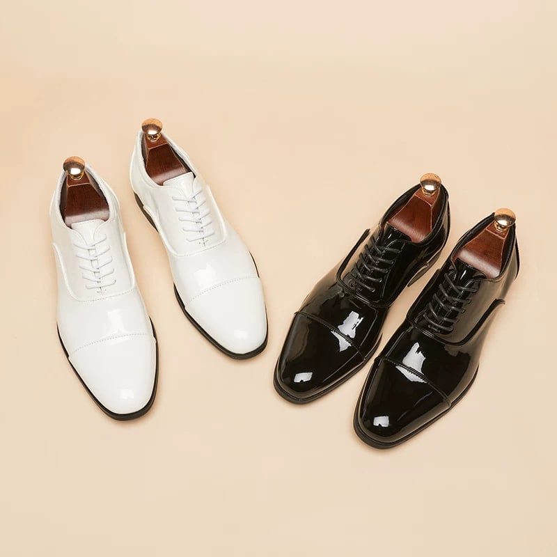 RECOBA Men's Patent Leather Oxford Dress Shoes photo 3
