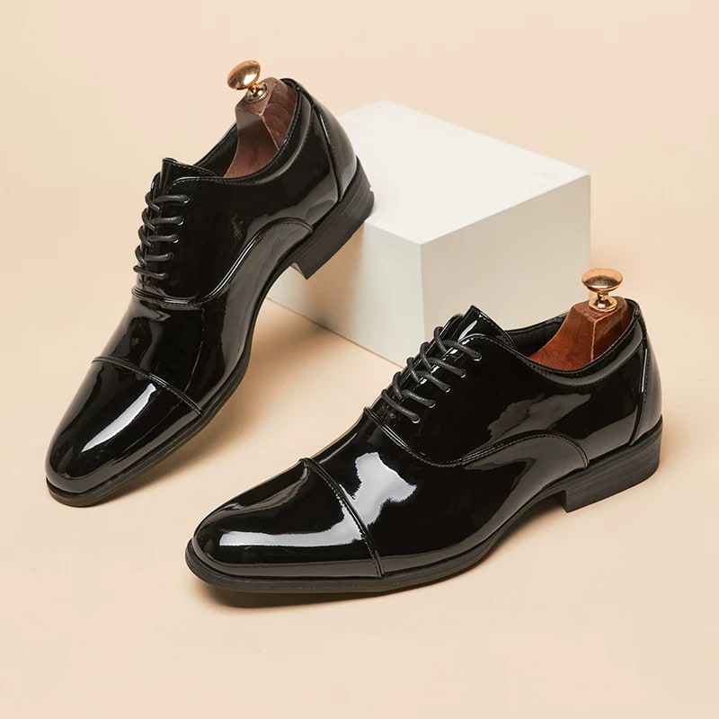 RECOBA Men's Patent Leather Oxford Dress Shoes photo 4