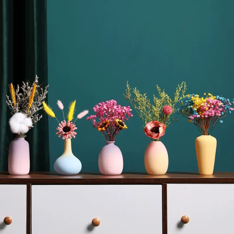 Macaron Gradient Ceramic Bud Vase with Dried Flowers — Home & Furniture on G+ Market