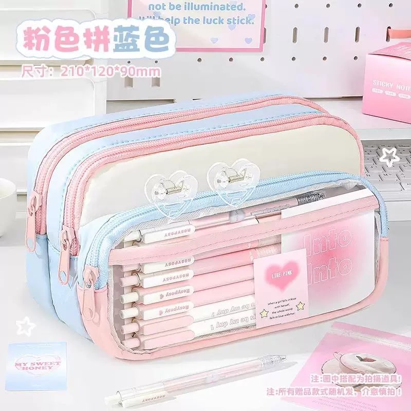 Large-Capacity Clear Oxford Pencil Case Study Set photo 3