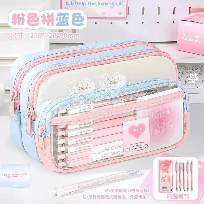 Large-Capacity Clear Oxford Pencil Case Study Set photo 5