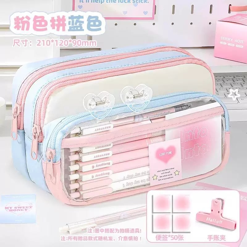 Large-Capacity Clear Oxford Pencil Case Study Set photo 6