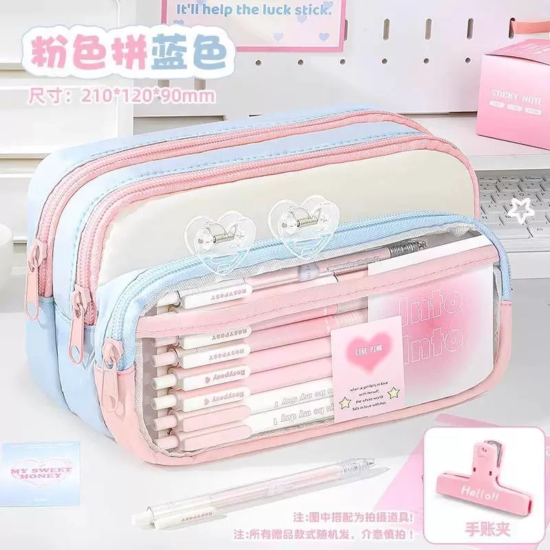 Large-Capacity Clear Oxford Pencil Case Study Set photo 4