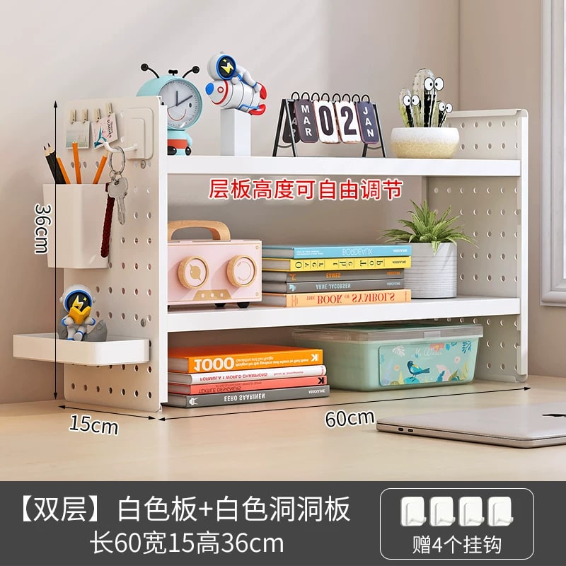 Adjustable Desktop Pegboard Shelf Unit photo 5