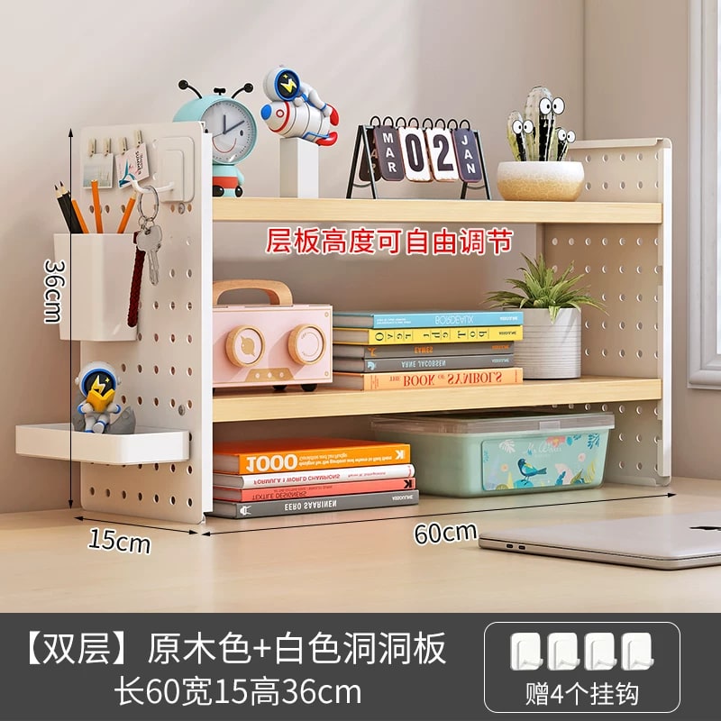 Adjustable Desktop Pegboard Shelf Unit photo 6