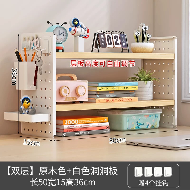Adjustable Desktop Pegboard Shelf Unit photo 4