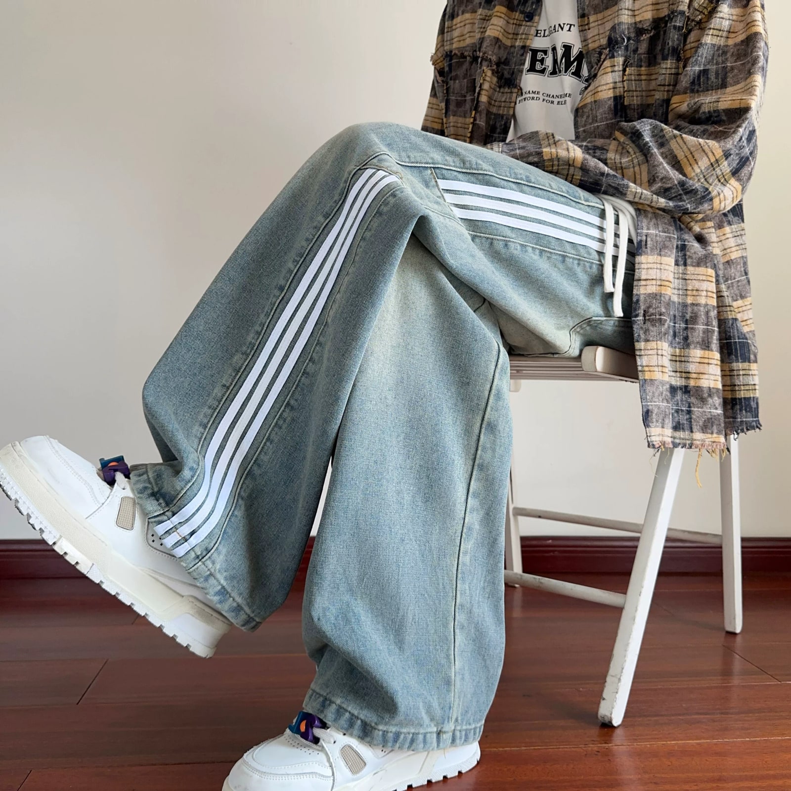 Men's Striped Wide-Leg Jeans photo 2
