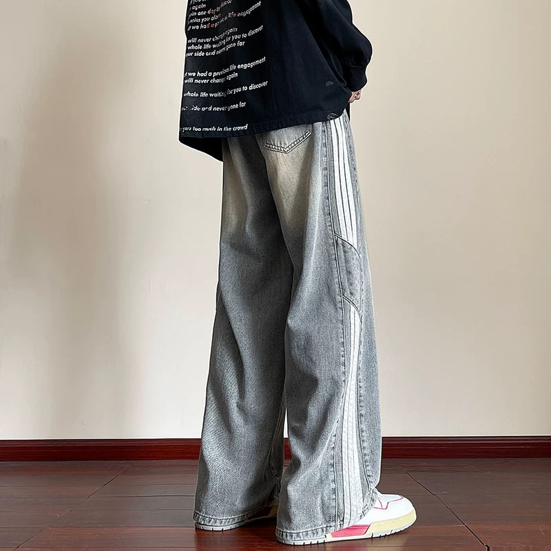 Men's Striped Wide-Leg Jeans photo 4