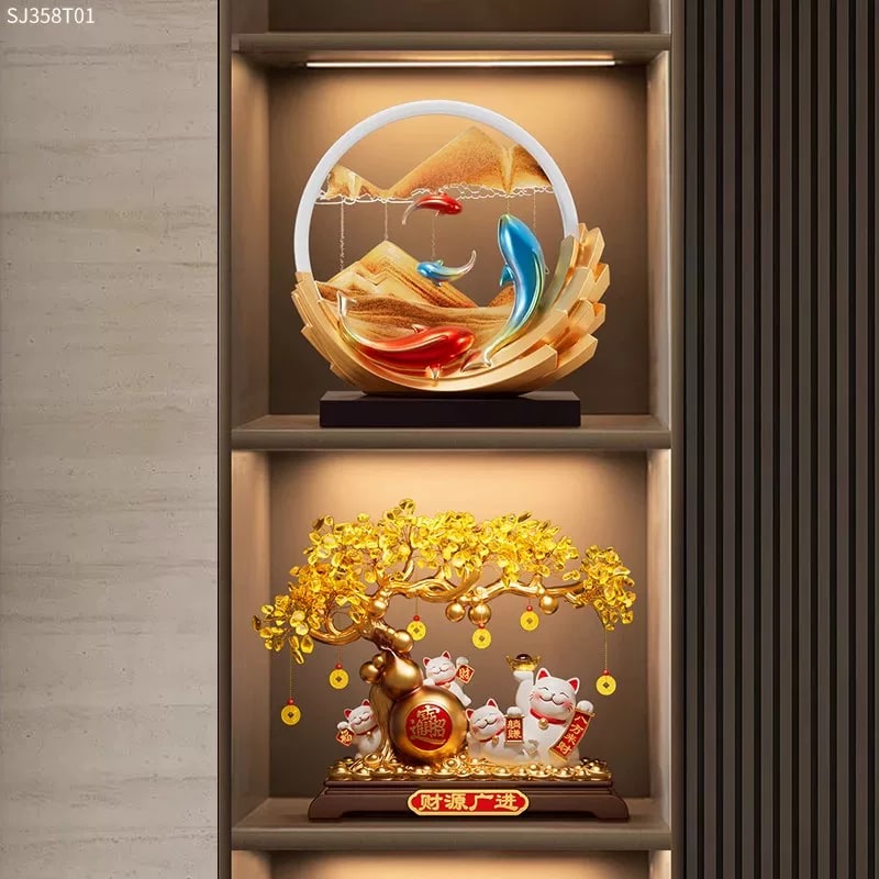 Golden Fortune Tree and Lucky Cat Ornament photo 5