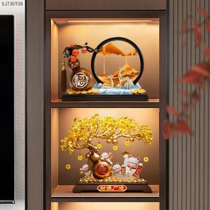 Golden Fortune Tree and Lucky Cat Ornament photo 5