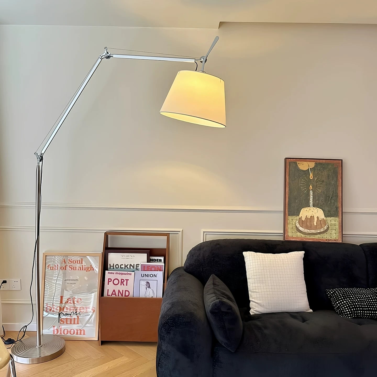 Swing Arm Floor Lamp with Adjustable Reach