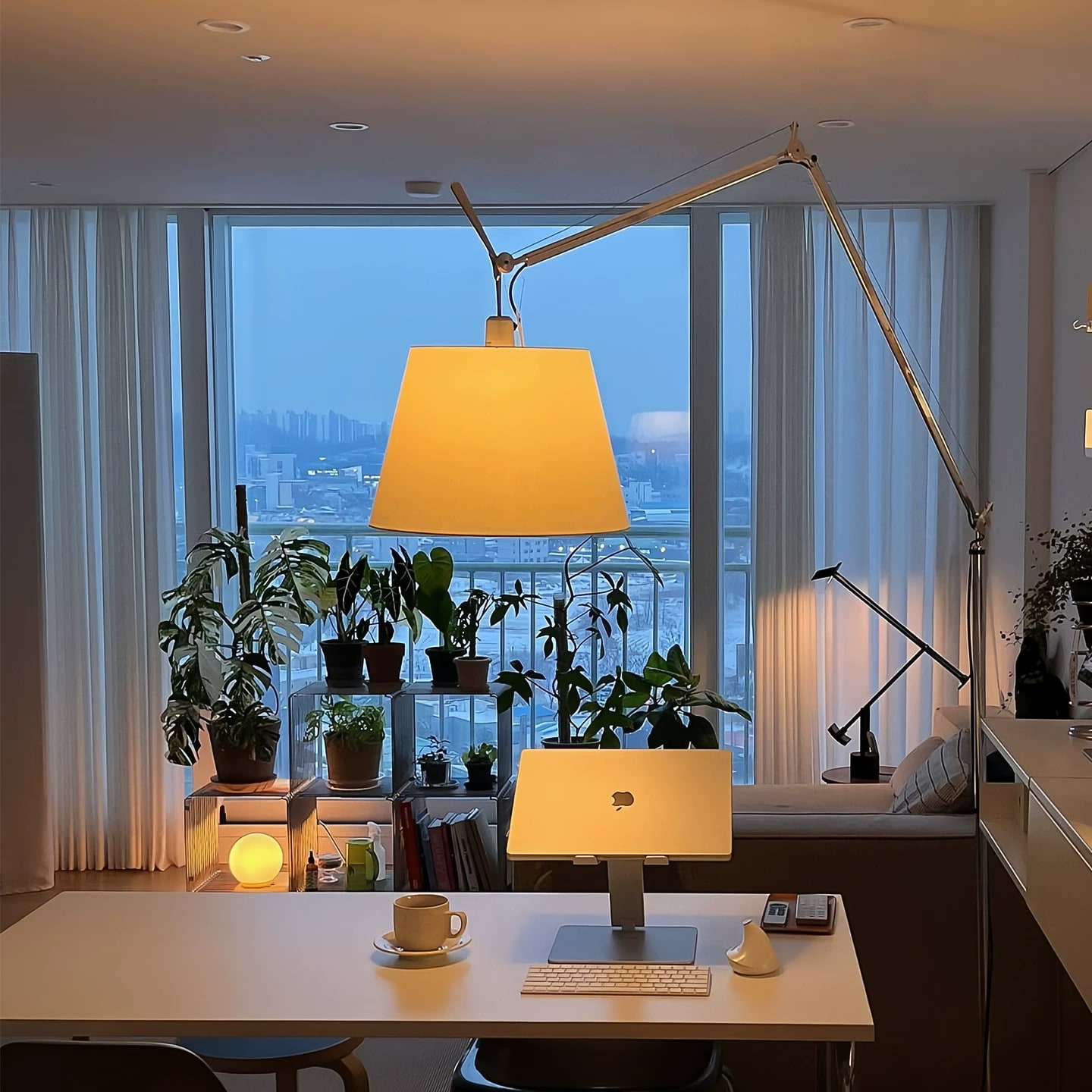Swing Arm Floor Lamp with Adjustable Reach photo 2