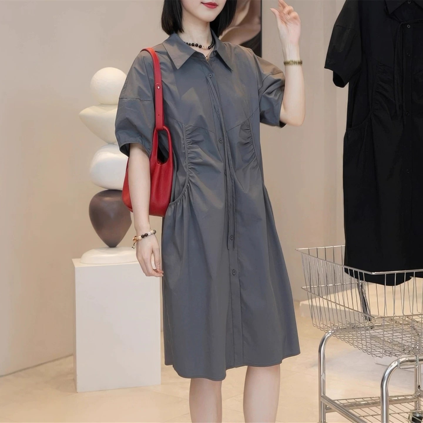 Women's Relaxed Collared Shirt Dress photo 5