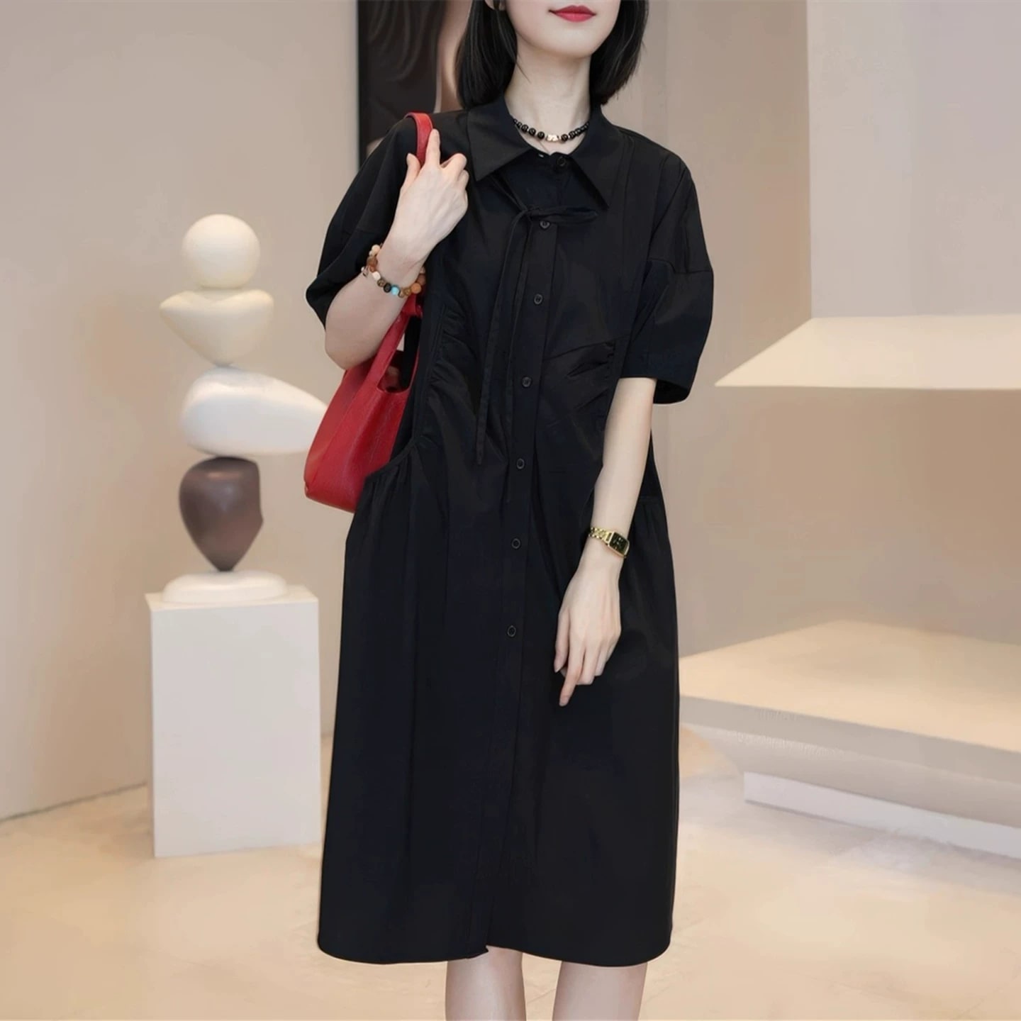 Women's Relaxed Collared Shirt Dress photo 4