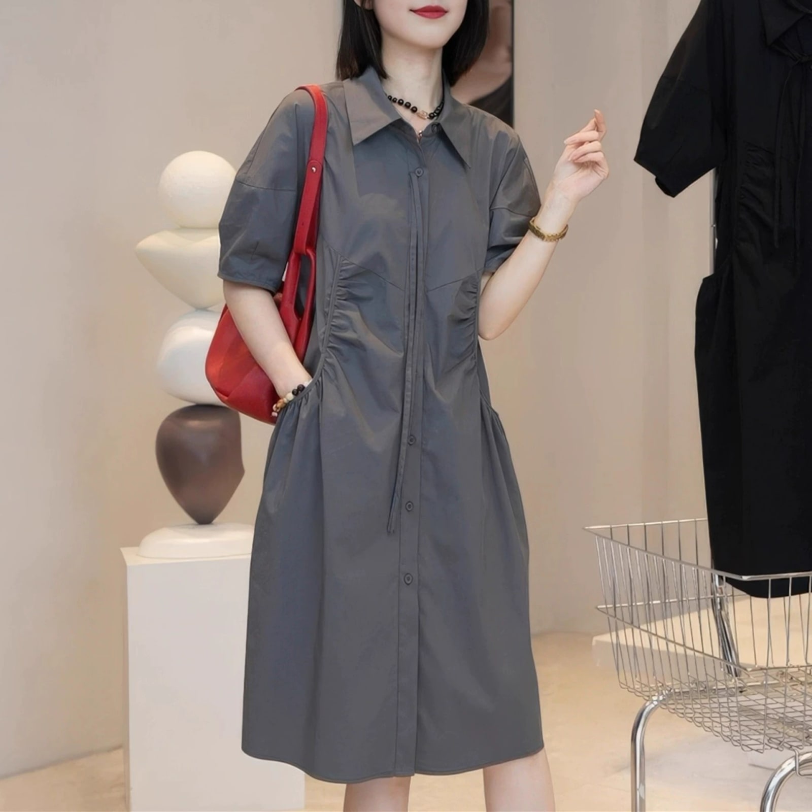 Women's Relaxed Collared Shirt Dress
