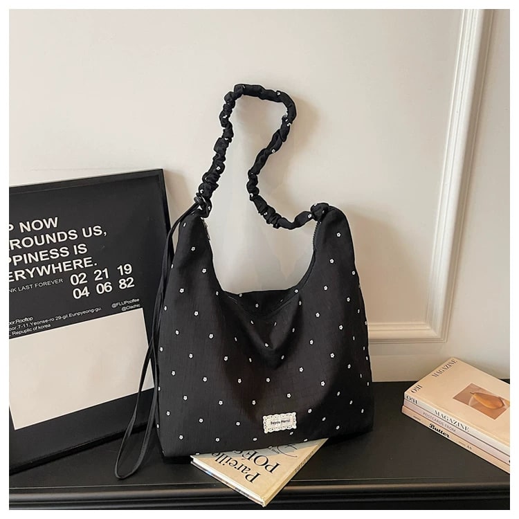 Polka Dot Canvas Tote Shoulder Bag photo 2