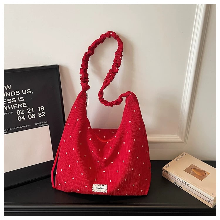 Polka Dot Canvas Tote Shoulder Bag photo 3