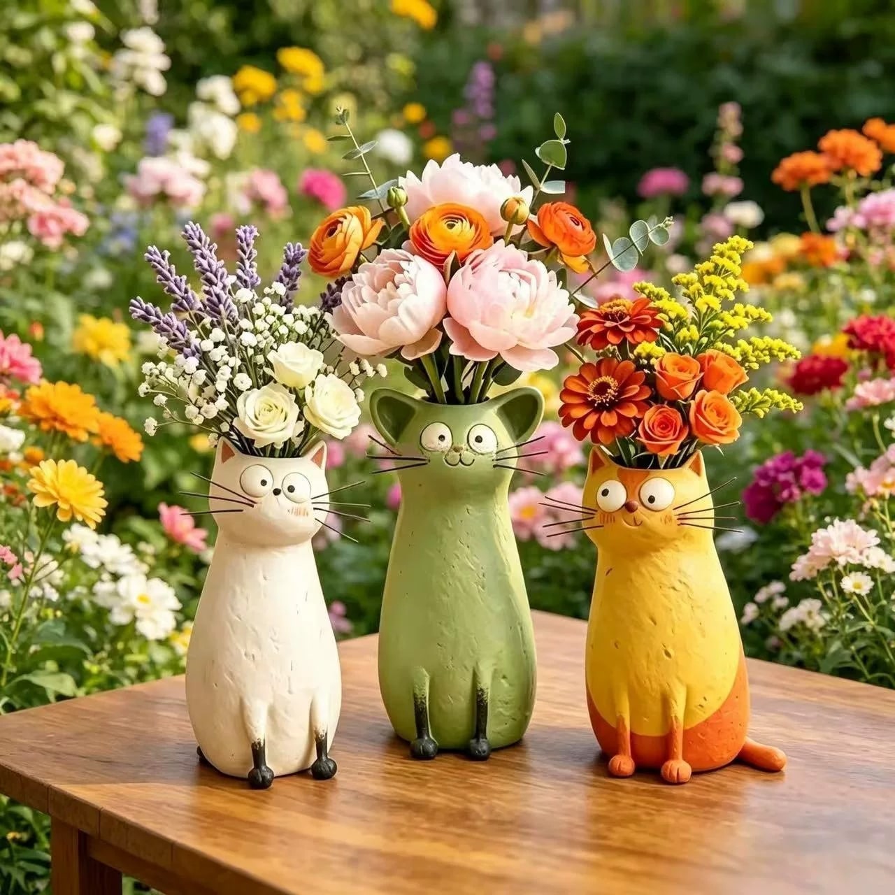 Hand-Painted Resin Cat Bud Vase photo 6