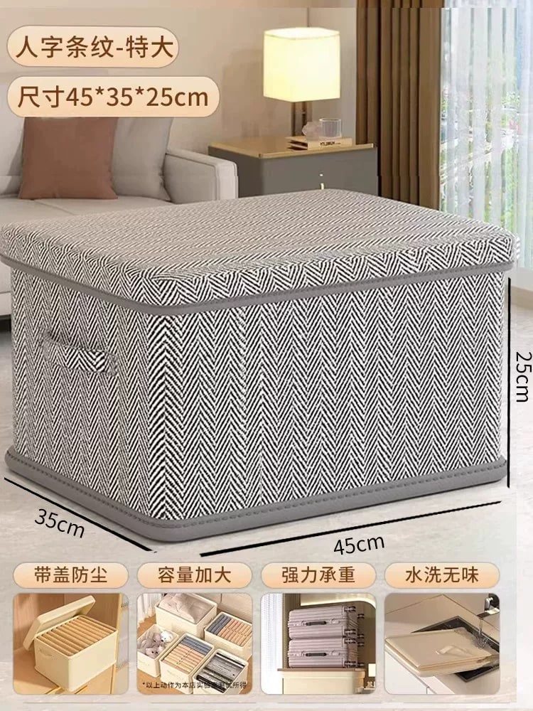Foldable Nonwoven Clothes Storage Box with Lid photo 5