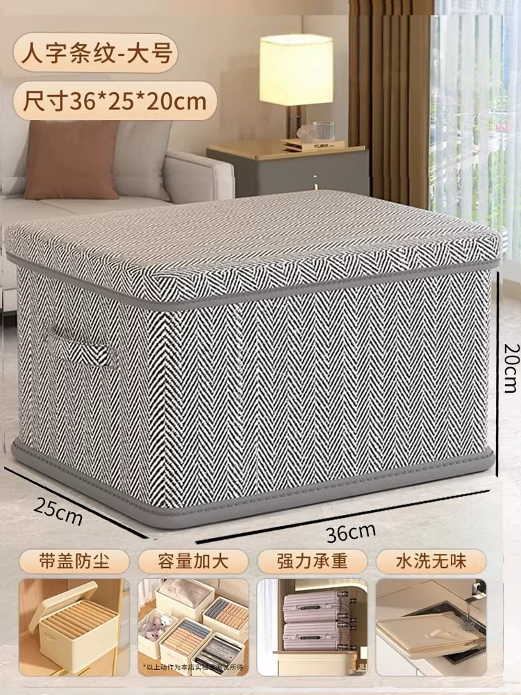 Foldable Nonwoven Clothes Storage Box with Lid photo 4