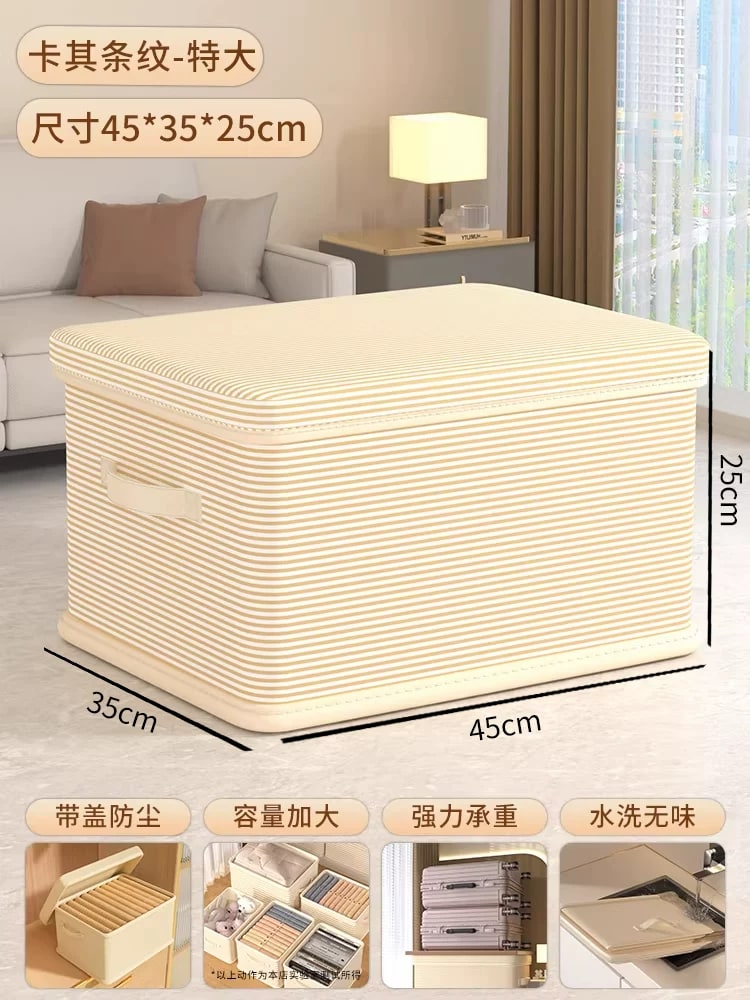 Foldable Nonwoven Clothes Storage Box with Lid photo 2