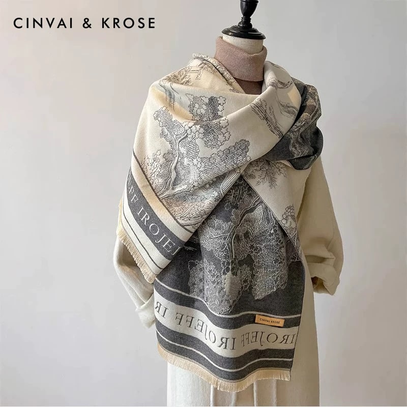 CinvaiKrose Ink-Wash Print Shawl Wrap, 190cm photo 2