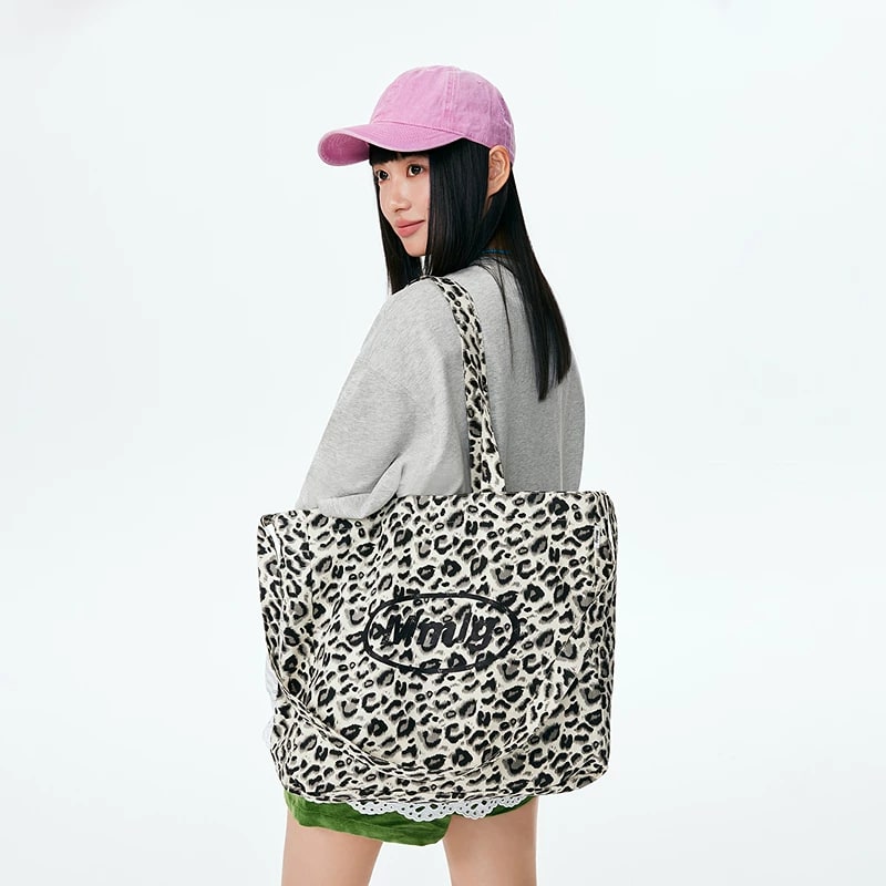 MMLG Leopard Print Canvas Tote Shoulder Bag photo 2