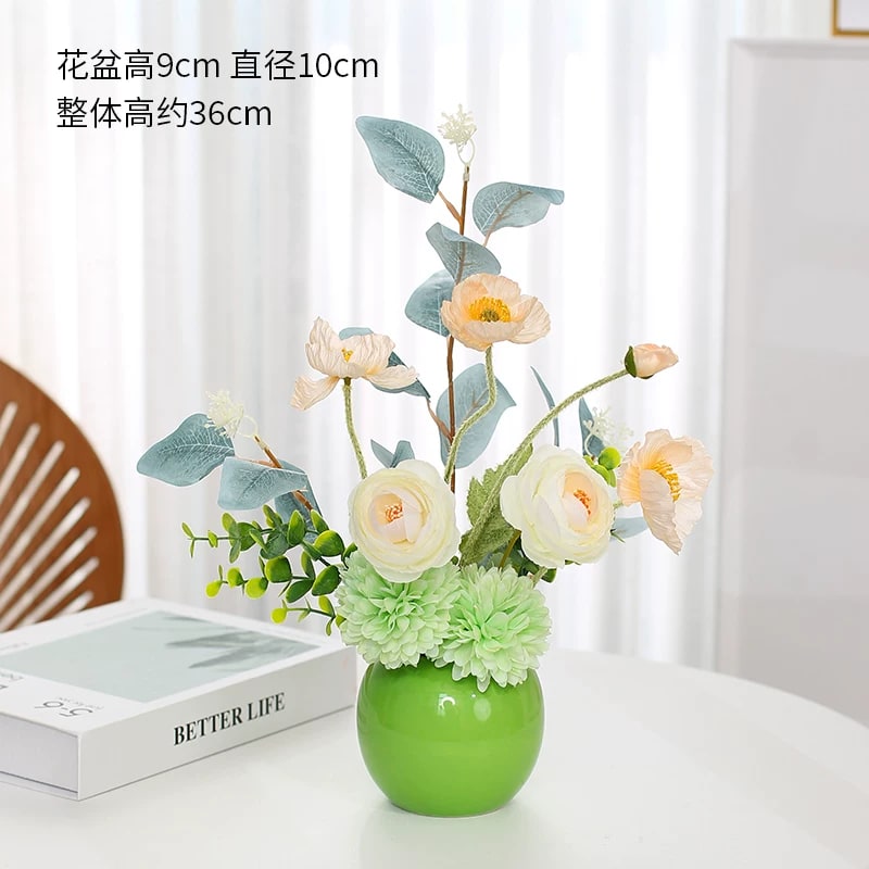 Artificial Flower Bouquet with Ceramic Vase Set photo 6