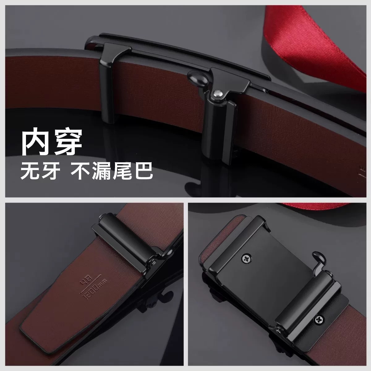 KANGAROO Mens Leather Belt with Ratchet Buckle photo 3