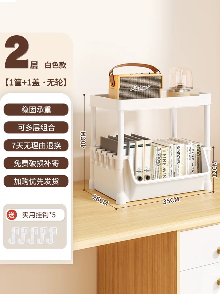 Rolling Multi-Tier Storage Trolley with Castors and Hooks photo 3