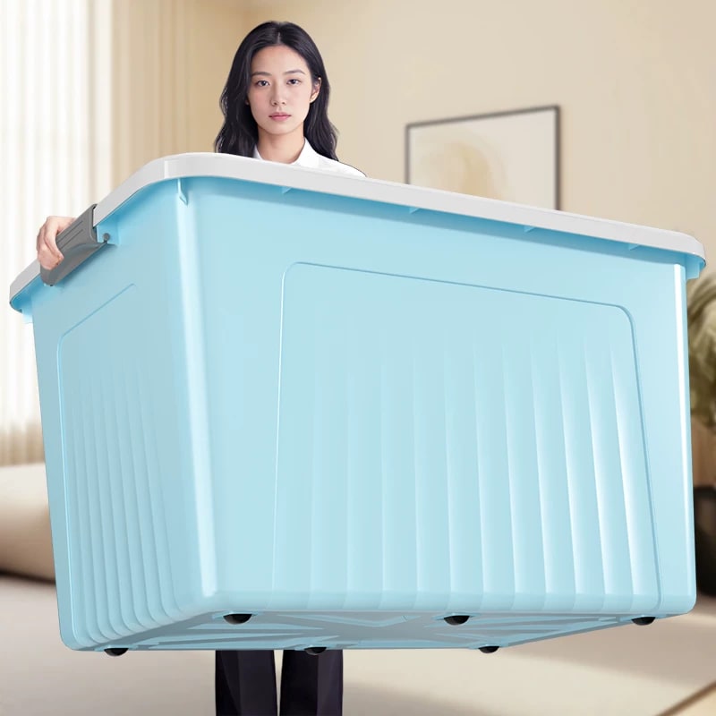 Clip-Lock Plastic Storage Box with Wheels photo 2