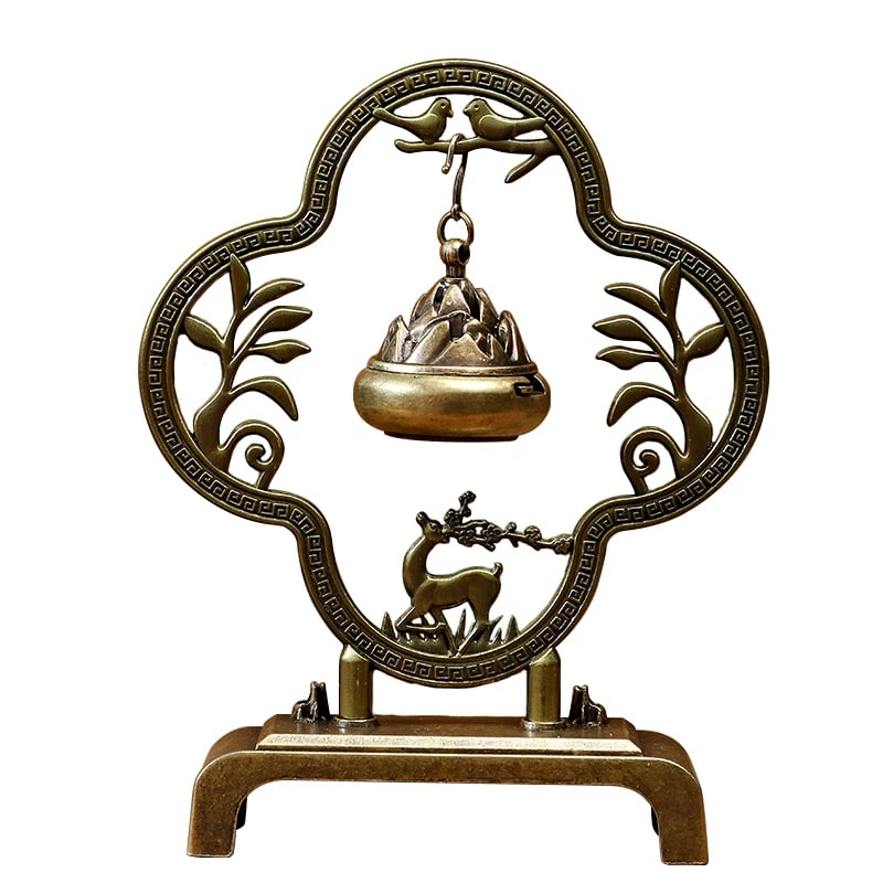 Hanging Alloy Incense Burner with Deer and Cloud Frame photo 5