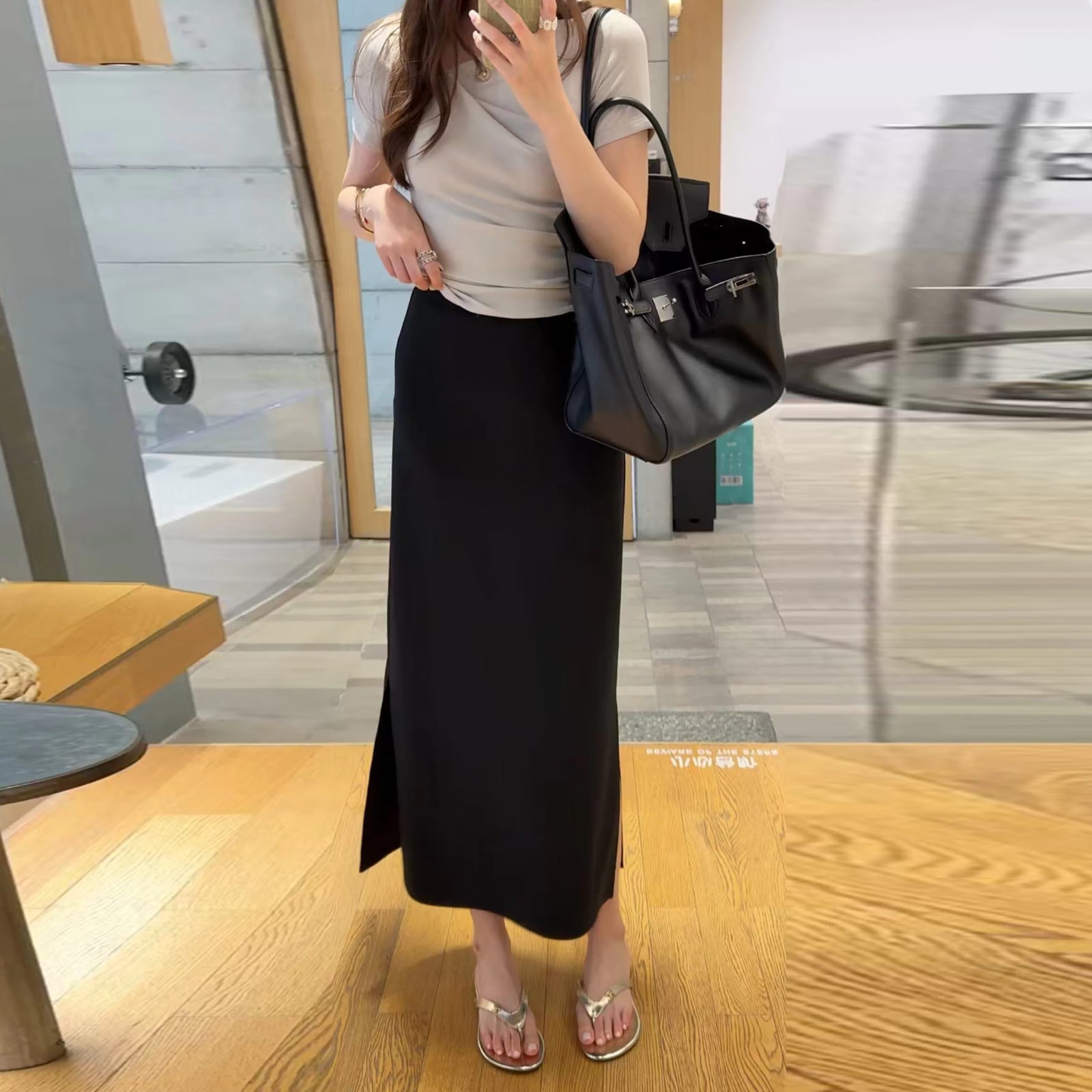 Black Straight Column Maxi Skirt with Side Split — Fashion on G+ Market