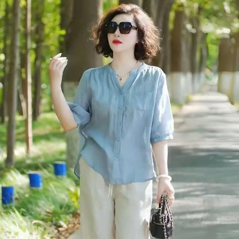 Women's Relaxed Shirt and Wide-Leg Trousers Set