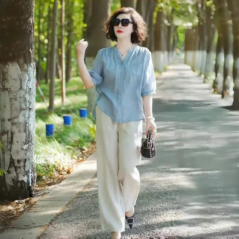 Women's Relaxed Shirt and Wide-Leg Trousers Set photo 4