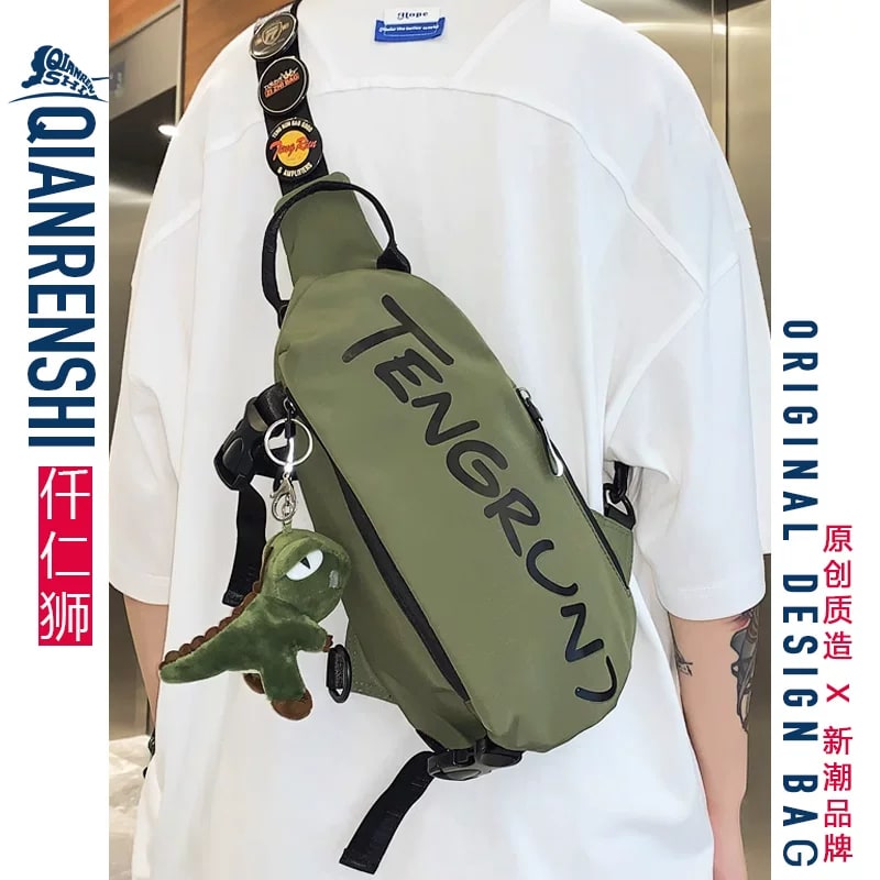 Nylon Crescent Chest Sling Bag with Charm photo 5