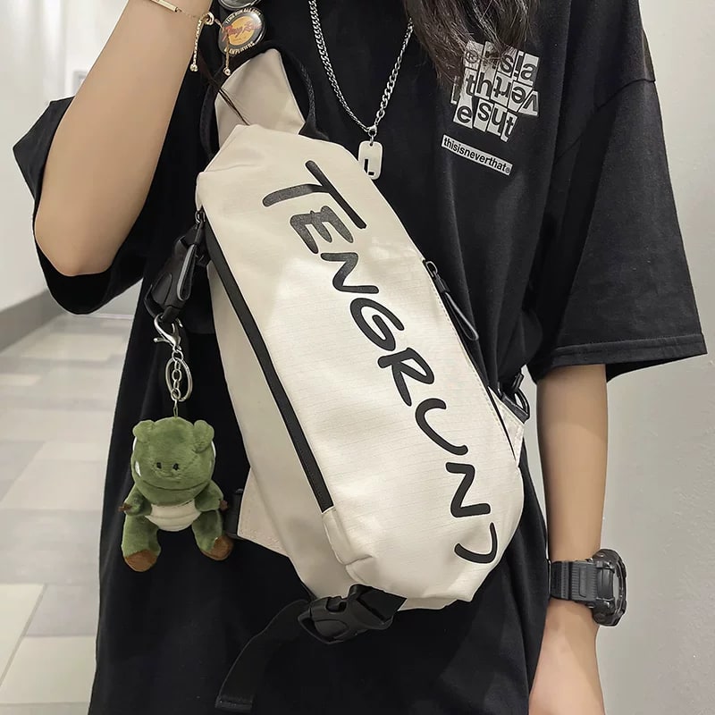 Nylon Crescent Chest Sling Bag with Charm photo 4