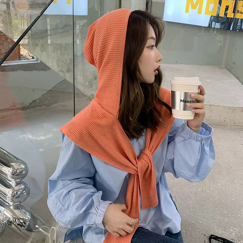 Women's Knitted Hooded Shoulder Wrap photo 2