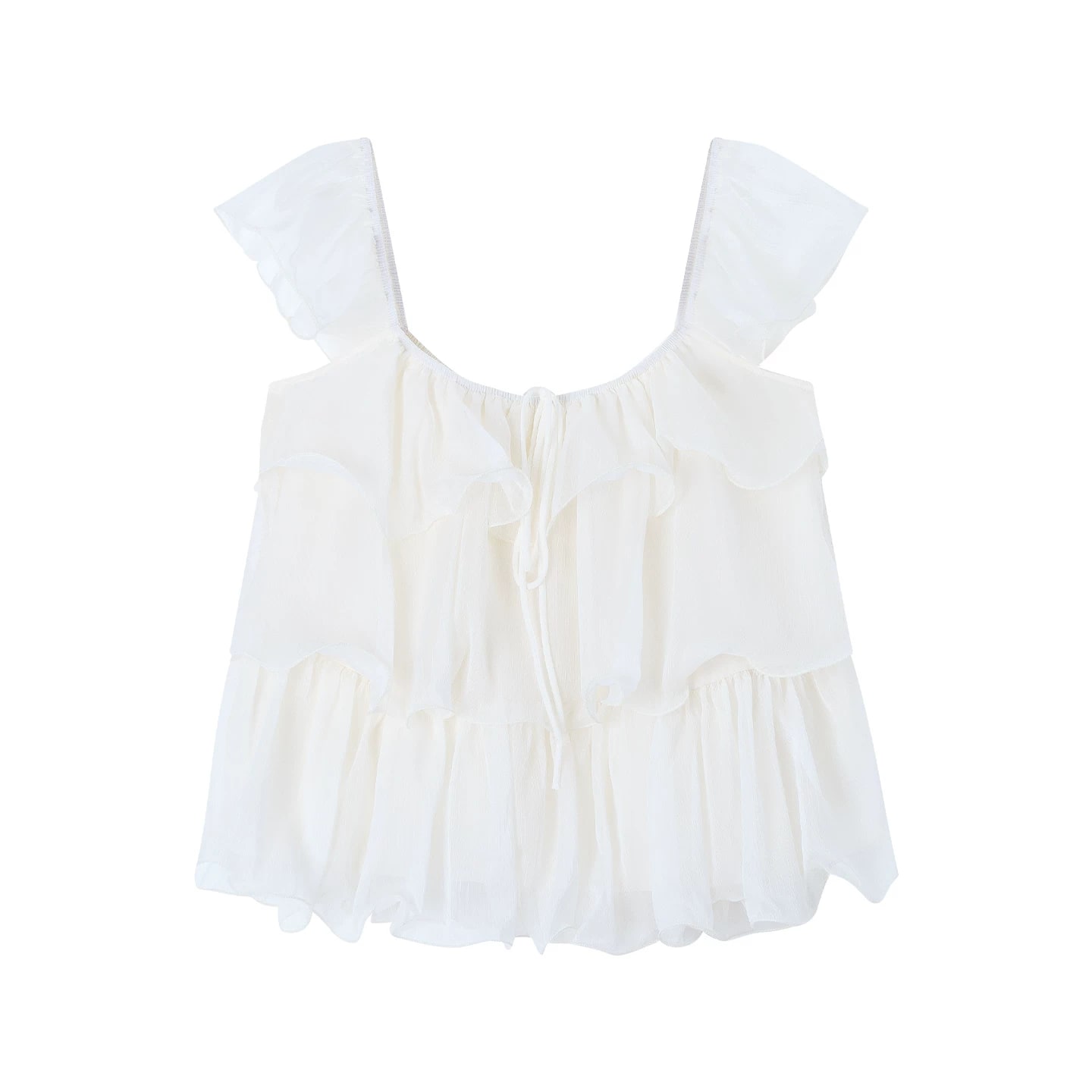 Ruffled Flutter-Sleeve Chiffon Blouse photo 3