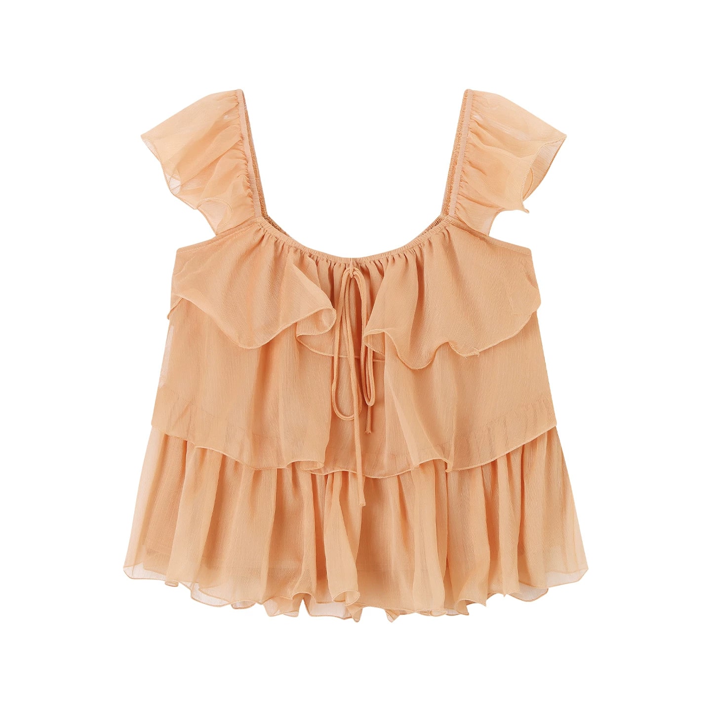 Ruffled Flutter-Sleeve Chiffon Blouse photo 4