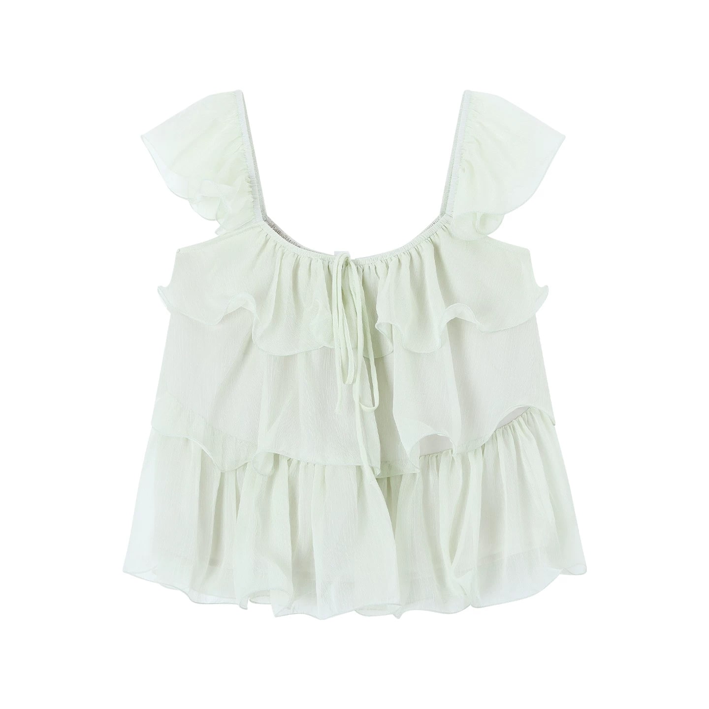 Ruffled Flutter-Sleeve Chiffon Blouse — Fashion on G+ Market