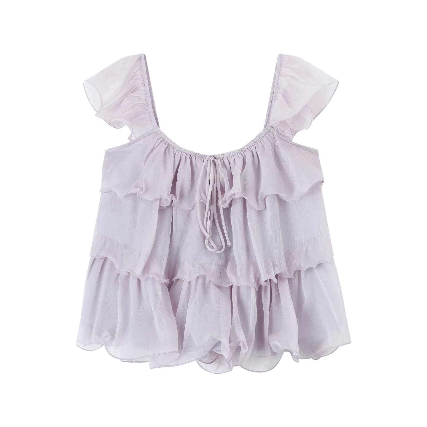 Ruffled Flutter-Sleeve Chiffon Blouse photo 2
