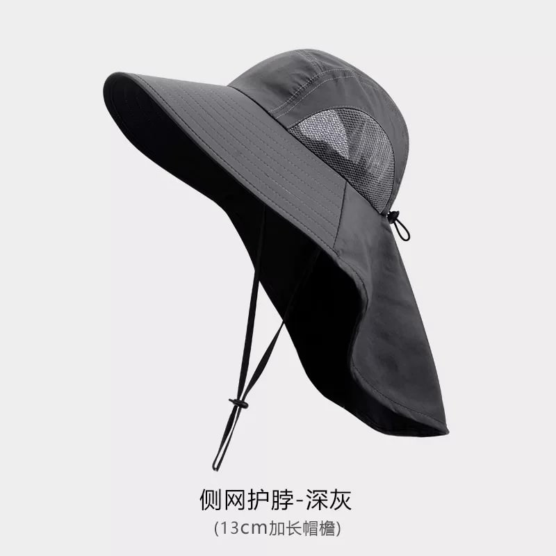 Wide-Brim Sun Hat with Neck Flap