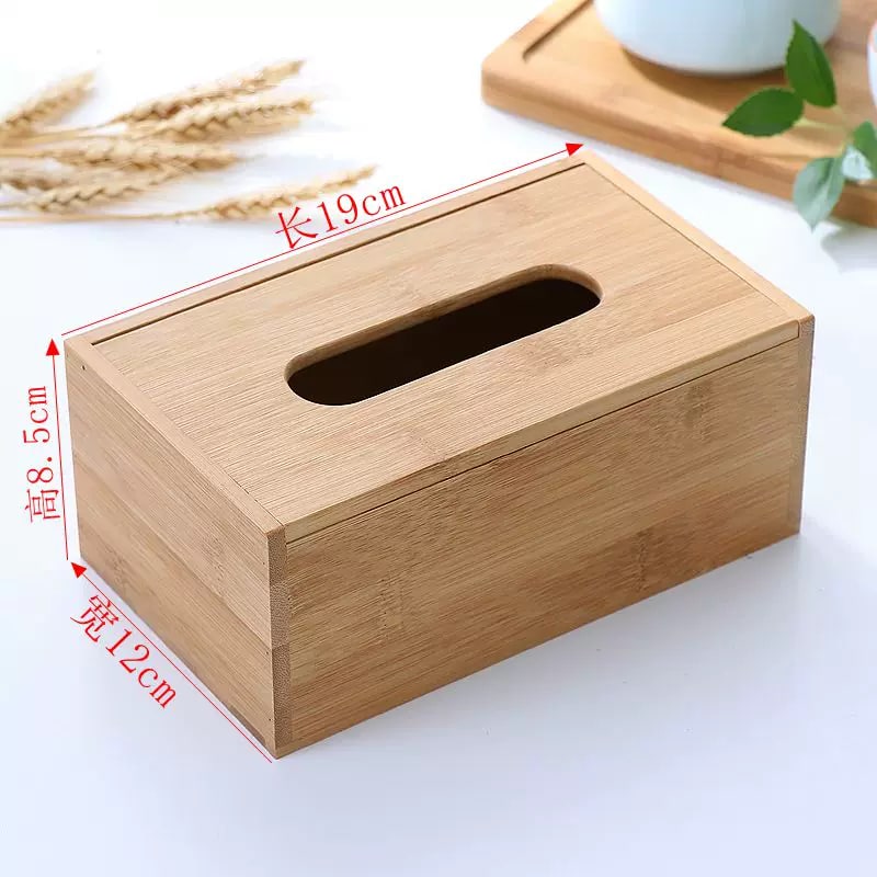 Plain Bamboo Tissue Box and Toothpick Holder photo 3