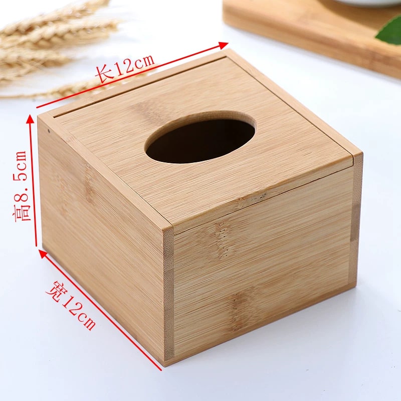 Plain Bamboo Tissue Box and Toothpick Holder photo 2