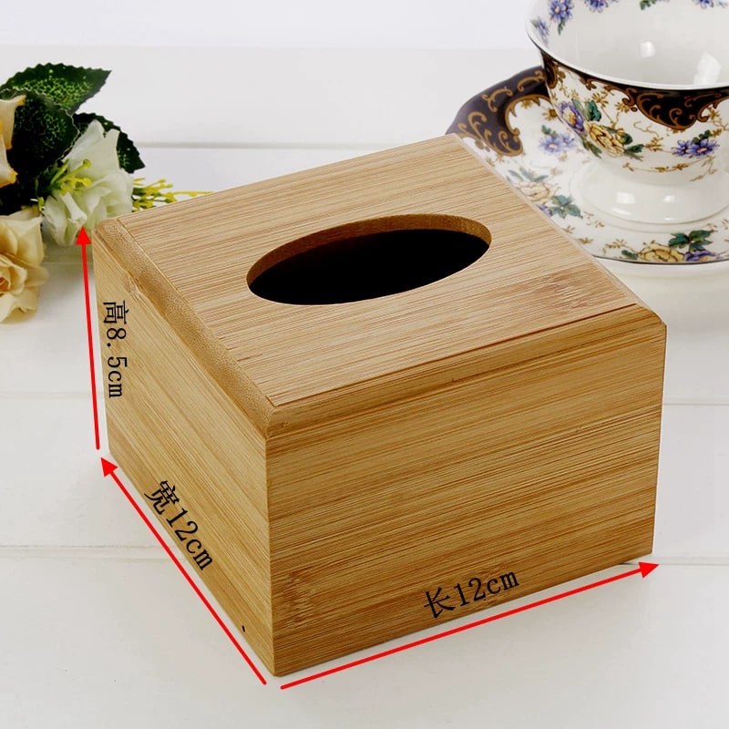 Plain Bamboo Tissue Box and Toothpick Holder photo 6
